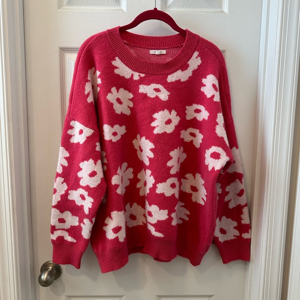 Maurices Pink Floral Jacquard Sweater